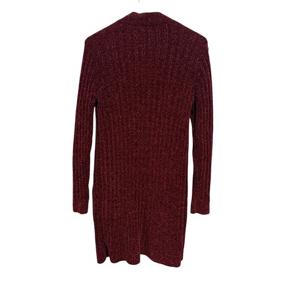 Matty M Womens M Long Sleeve Knit Cardigan Sweater Open Front Mid Length Maroon - Picture 2 of 3